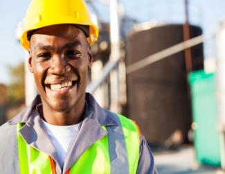 Worker smiling at the camera